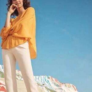 Anthropologie Maeve Bryn Batwing Gauze Blouse S Yellow Orange